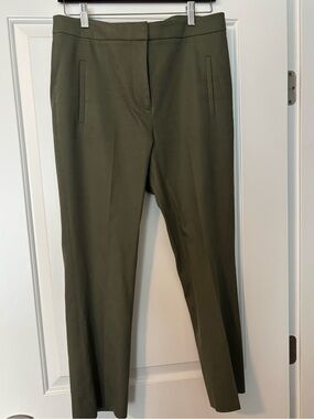 Veronica Beard Olive Green Tailored straight leg cropped Dress Pants